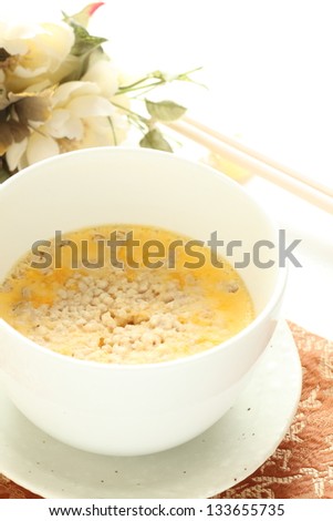 chinese cuisine, mince chicken and egg steamed egg