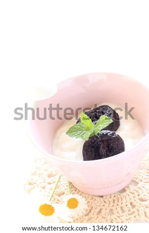 dried prune and yogurt for gourmet dessert image