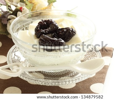 Dried prune and yogurt for healthy food image
