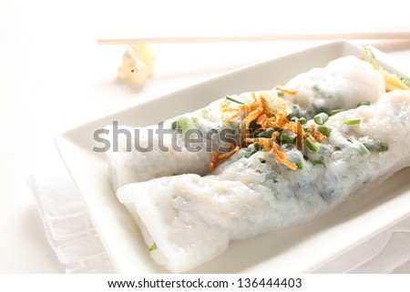 vietnamese food, Bauh Cuon steamed rice flour roll for gourmet dumpling image
