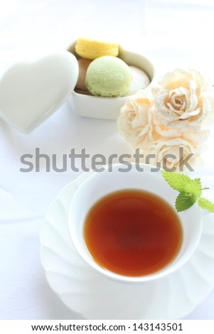 English tea and macaron for afternoon tea image