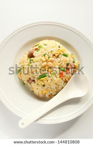 chinese cuisine, chicken and navy bean fried rice