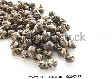 Chinese High Quality  Dragon pearl, close up of Jasmine tea balls