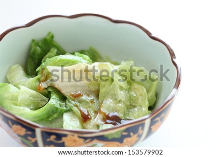 Chinese cuisine, boiled lettuce with sesame oil and oyster sauce