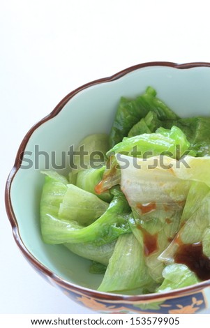 Chinese cuisine, boiled lettuce with sesame oil and oyster sauce