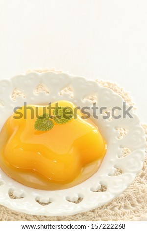 star shaped mango Jelly with mint for Kid menu in diorama style