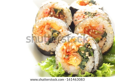Korean cuisine,  Gimbop Kimchi rice roll