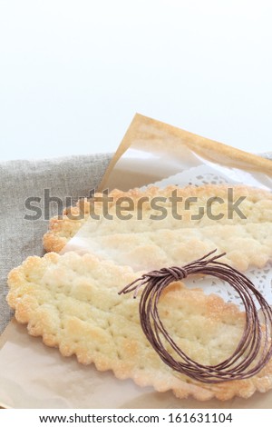 homemade bakery leaf pie in gift bag for food package image