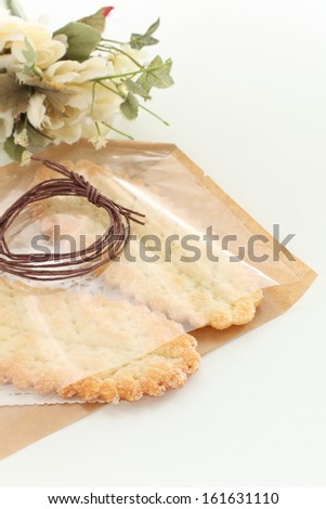 homemade bakery leaf pie in gift bag for food package image