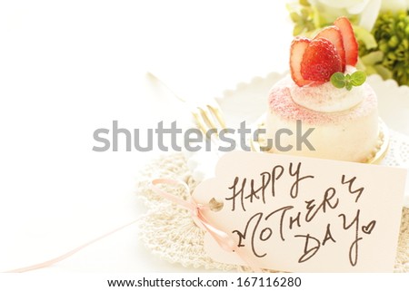 Lovey strawberry mousse cake and hand written Mother's day