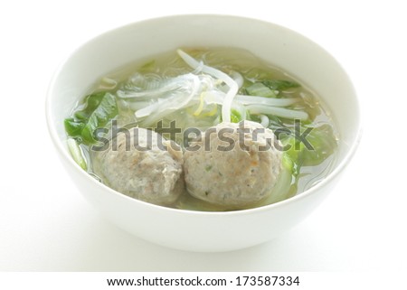 Chinese cuisine, gelatin noodle and lettuce soup