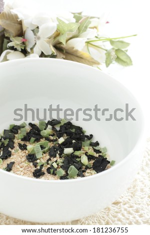Japanese instant food, Wakame soup in bowl