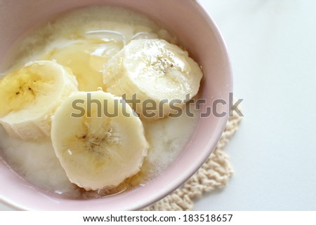 Healthy dessert, banana yogurt