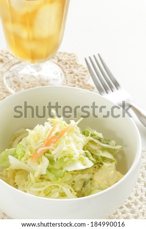 English food Coleslaw Cabbage salad and iced tea