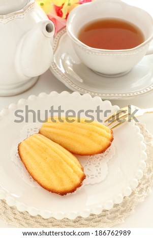 French confectionery, madeleine and English tea
