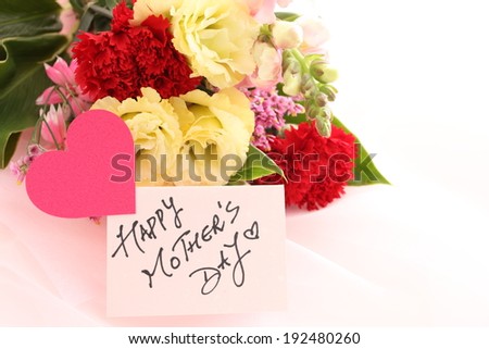 hand writing message card and flower bouquet for Mother's day image
