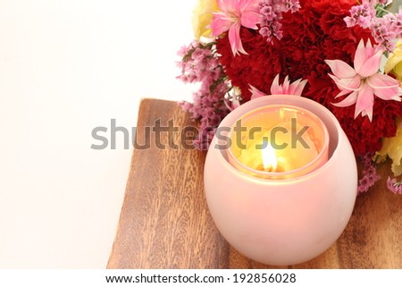 Aroma candle and flower for beauty and healthy background image