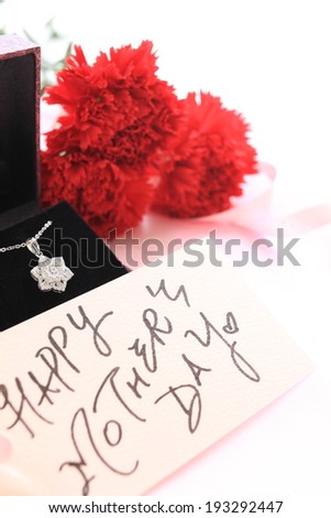 No brand diamond necklace and carnation for Mother\'s day image