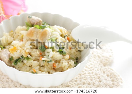 Chinese food, chicken and lettuce fried rice