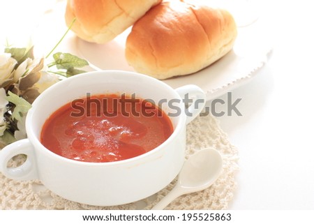 homemade tomato soup and butter roll
