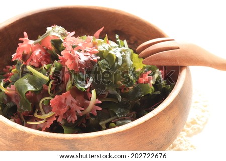Japanese food, seaweed brown algae for diet salad