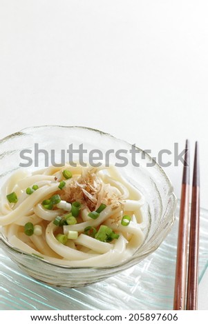 Japanese food, cold noodles with katsuobushi fish flake
