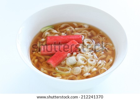 Japanese food, kanikama surimi on instant udon noodles