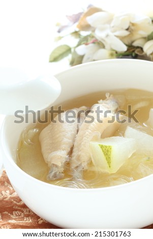 Chinese cuisine, chicken wing and winter melon soup