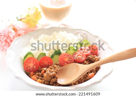 keema curry and rice for cafe food image