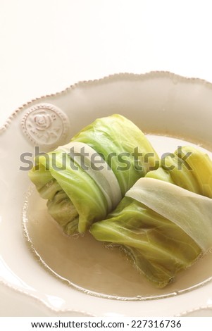 Japanese and Russian fusion food, stuffed cabbage