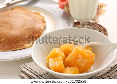 frozen mango and pancake
