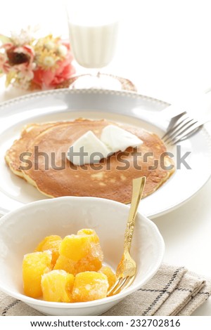 frozen mango and pan cake breakfast