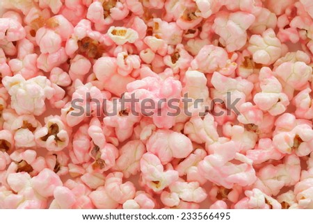 Snack food, pink pop corn flavored by strawberry and milk