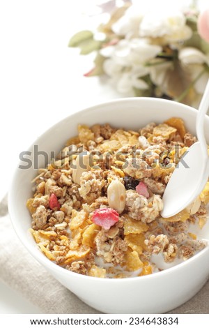 Healthy food, dried food granola and dried fruit
