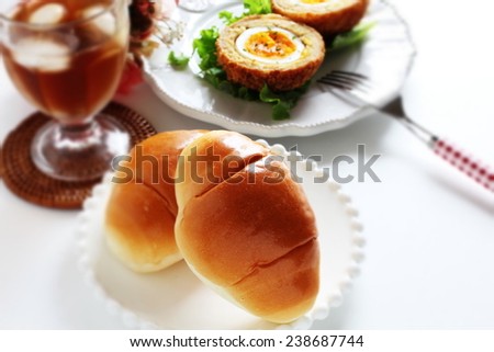 English food, Butter roll and  Scotch egg