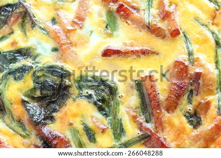 French food, spinach and bacon Quiche