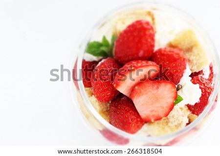 jar dessert, strawberry cake in glass bottle for Yorker food iimage