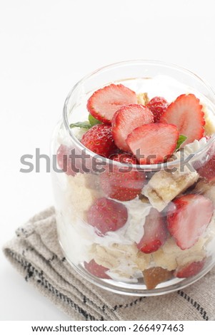 jar dessert, strawberry cake in glass bottle for Yorker food image