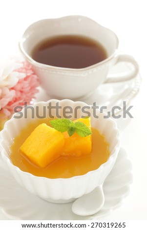 Homemade Mango Kanten Jelly with English tea