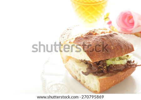 Yakiniku Grilled beef and cabbage Sandwich for fusion food image