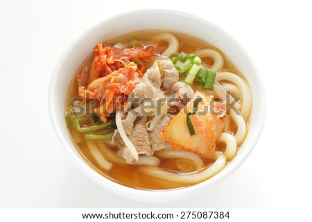 Korean cuisine, Kimchi and pork Udon noodle