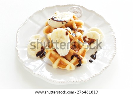 Banana and chocolate waffle