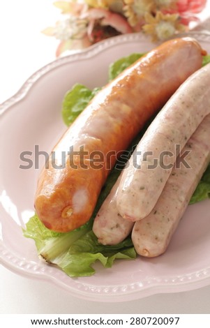 two type of sausage on dish for gourmet image