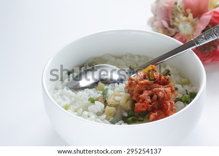 Korean cuisine, dried pollack and radish soup Bukeoguk with rice