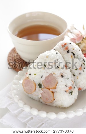 Kids menu, Japanese fusion food sausage rice ball