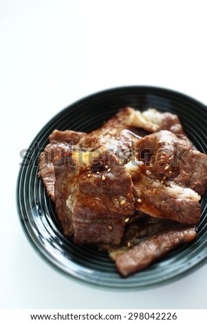 Korean cuisine, barbecue marble beef with sauce and sesame seed
