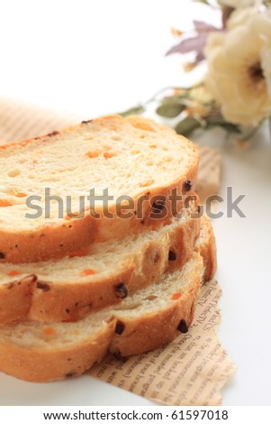 Home bakery cheese bread styling with table flower