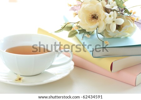 English tea and book for reading time image