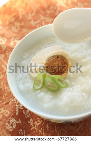 Traditional Chinese breakfast, salted egg and congee