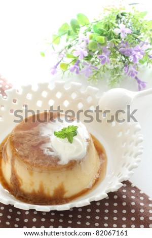 Homemade Custard pudding with caramel sauce